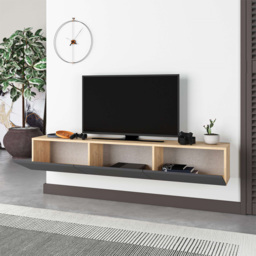 Decortie Francy Oak and Anthracite TV Unit with Storage Cabinet - Multi - Wilko - thumbnail 5