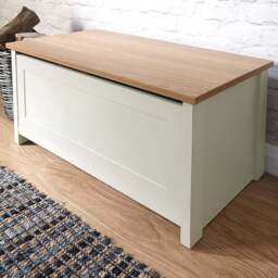 GFW Lancaster Cream Ottoman Storage Bench - Size: 45 x 89 x 40cm - Wilko