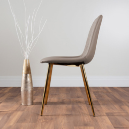 Furniturebox Arona Solara 4 Seater Round Dining Set Gold and Cappuccino Beige - Brown - Wilko - thumbnail 5