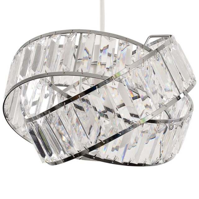 ValueLights Hudson Chrome Intertwined Jewel Easy Fit Pendant Lamp Shade - Size: 18.5 x 30 x 30cm - Silver - Wilko - image 1
