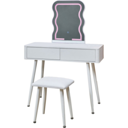 Wavey LED Dressing Table and Stool - White - Wilko - thumbnail 3