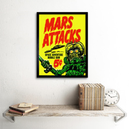 Wee Blue Coo Mars Attacks Bubblegum Alien Monster Saucer Framed Wall Art Print 30 x 41cm - Size: 43.3 x 33.3 x 1.5cm - Yellow - Wilko - thumbnail 3