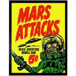 Wee Blue Coo Mars Attacks Bubblegum Alien Monster Saucer Framed Wall Art Print 30 x 41cm - Size: 43.3 x 33.3 x 1.5cm - Yellow - Wilko - thumbnail 1