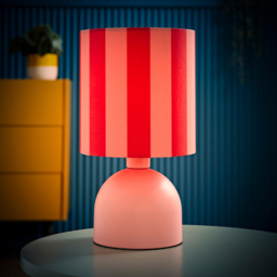 ValueLights Miley Pink Stripes Drum Lamp Shade Pale Pink LED Table Lamp - Size: 28.5 x 16 x 16cm - Wilko - thumbnail 7