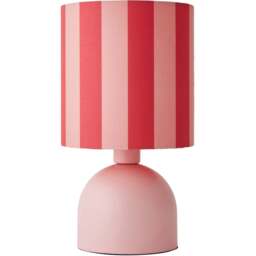 ValueLights Miley Pink Stripes Drum Lamp Shade Pale Pink LED Table Lamp - Size: 28.5 x 16 x 16cm - Wilko