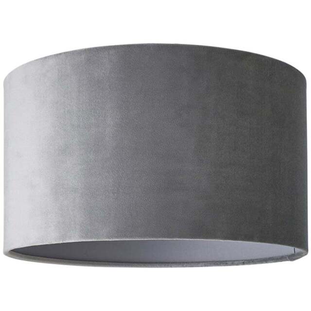 ValueLights Reni Grey Velvet Medium Drum Ceiling Lamp Shade 35cm - Size: 20 x 35 x 35cm - Wilko - image 1