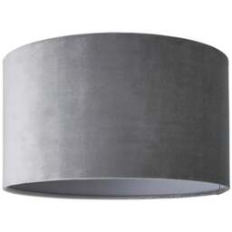 ValueLights Reni Grey Velvet Medium Drum Ceiling Lamp Shade 35cm - Size: 20 x 35 x 35cm - Wilko