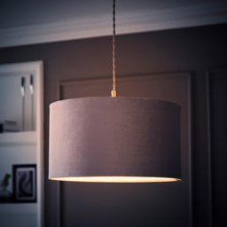 ValueLights Reni Grey Velvet Medium Drum Ceiling Lamp Shade 35cm - Size: 20 x 35 x 35cm - Wilko - thumbnail 7