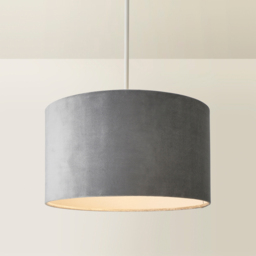 ValueLights Reni Grey Velvet Medium Drum Ceiling Lamp Shade 35cm - Size: 20 x 35 x 35cm - Wilko - thumbnail 6