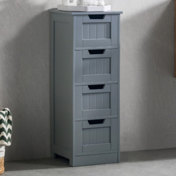 BATH VIDA Priano 4 Drawer Grey Floor Standing Bathroom Cabinet - Size: 81 x 30 x 30cm - Wilko