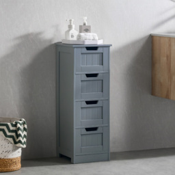 BATH VIDA Priano 4 Drawer Grey Floor Standing Bathroom Cabinet - Size: 81 x 30 x 30cm - Wilko - thumbnail 4