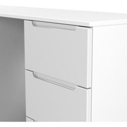 Crowndale Milan 6 Drawer White Gloss and White Kneehole Desk Ready Assembled - Size: 80 x 125 x 39cm - White Gloss & White - Wilko - thumbnail 6