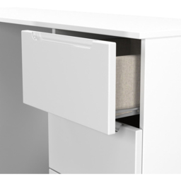 Crowndale Milan 6 Drawer White Gloss and White Kneehole Desk Ready Assembled - Size: 80 x 125 x 39cm - White Gloss & White - Wilko - thumbnail 7