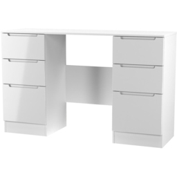 Crowndale Milan 6 Drawer White Gloss and White Kneehole Desk Ready Assembled - Size: 80 x 125 x 39cm - White Gloss & White - Wilko - thumbnail 5