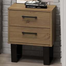 Core Products Texas 2 Drawer Antique Wax Pine Bedside Cabinet - Brown - Wilko