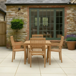 Charles Bentley Set of 2 Teak Wood Slatted Stacking Garden Dining Chair - Size: 2 Seater - Brown - Wilko - thumbnail 7