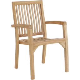 Charles Bentley Set of 2 Teak Wood Slatted Stacking Garden Dining Chair - Size: 2 Seater - Brown - Wilko - thumbnail 5