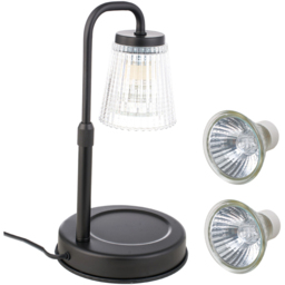 Living and Home Black Height Adjustable Tabletop Candle Warmer Lamp - Size: 33 x 14.5 x 14.5cm - Black + Clear - Wilko - thumbnail 4