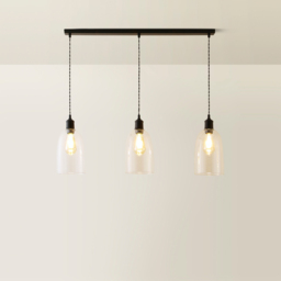 ValueLights Kira Glass Dome 3 Drop Bar Matte Black Diner LED Ceiling Pendant Light - Size: 134.5 x 89.5 x 15.5cm - Wilko - thumbnail 6