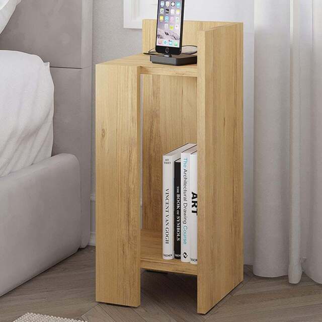 Decortie Elos 2 Shelf Oak Modern Bedside Table Set of 2 - Cream - Wilko - image 1