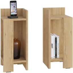 Decortie Elos 2 Shelf Oak Modern Bedside Table Set of 2 - Cream - Wilko - thumbnail 3