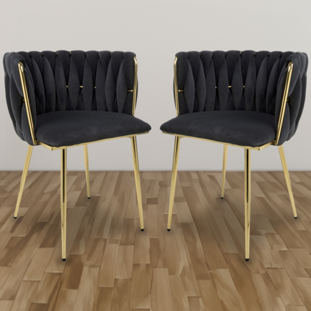 Shankar Ontario Set of 2 Black Brushed Velvet Dining Chair - Wilko - image 1