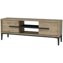 Decorotika Erisa 7 Shelf Oud Oak Black Modern TV Unit - Size: 43.6 x 120 x 29.6cm - Multi - Wilko - thumbnail 3