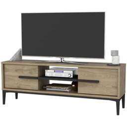 Decorotika Erisa 7 Shelf Oud Oak Black Modern TV Unit - Size: 43.6 x 120 x 29.6cm - Multi - Wilko - thumbnail 4