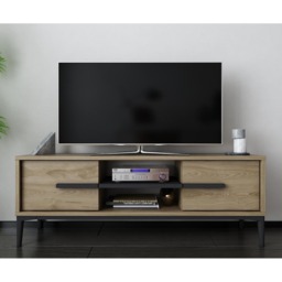 Decorotika Erisa 7 Shelf Oud Oak Black Modern TV Unit - Size: 43.6 x 120 x 29.6cm - Multi - Wilko - thumbnail 6