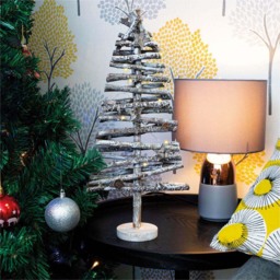 St Helens 44cm White Light Up Birch Wood Christmas Tree - Size: 8 x 21 x 44cm - Wilko - thumbnail 3