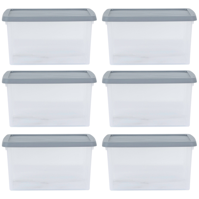 Wham 16L Clear Stackable Plastic Storage Box with Lid 6 Pack - Wilko - image 1