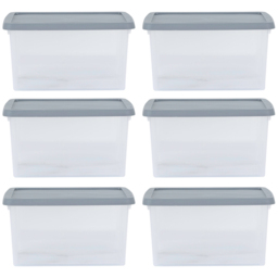 Wham 16L Clear Stackable Plastic Storage Box with Lid 6 Pack - Wilko - thumbnail 1