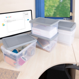 Wham 16L Clear Stackable Plastic Storage Box with Lid 6 Pack - Wilko - thumbnail 3