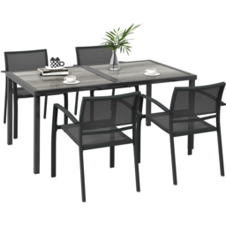 Outsunny 4 Seater Wood Effect Garden Dining Set Grey - Wilko - thumbnail 3