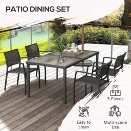 Outsunny 4 Seater Wood Effect Garden Dining Set Grey - Wilko - thumbnail 7