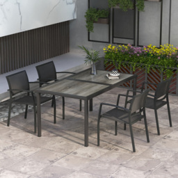 Outsunny 4 Seater Wood Effect Garden Dining Set Grey - Wilko