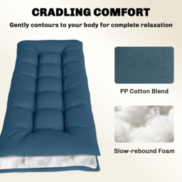Outsunny Blue Memory Foam Sun Lounger Cushion with Ties - Size: 13 x 198 x 65cm - Wilko - thumbnail 6