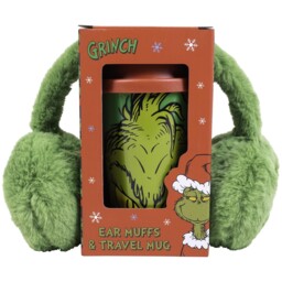 The Grinch Green Ear Muffs & Travel Mug Gift Set - Size: 20 x 20 x 10 g - Wilko - thumbnail 1