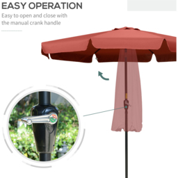 Outsunny Wine Red Crank and Tilt Parasol with Ruffles 2.66m - Size: 3m - Wilko - thumbnail 6