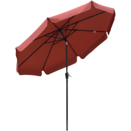 Outsunny Wine Red Crank and Tilt Parasol with Ruffles 2.66m - Size: 3m - Wilko