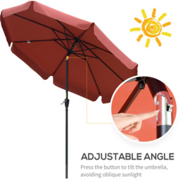 Outsunny Wine Red Crank and Tilt Parasol with Ruffles 2.66m - Size: 3m - Wilko - thumbnail 5