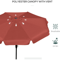 Outsunny Wine Red Crank and Tilt Parasol with Ruffles 2.66m - Size: 3m - Wilko - thumbnail 7