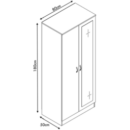 FWStyle Chilton 2 Door White Gloss Mirrored Wardrobe - Wilko - thumbnail 7