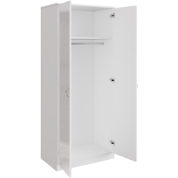 FWStyle Chilton 2 Door White Gloss Mirrored Wardrobe - Wilko - thumbnail 4
