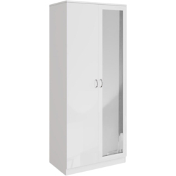 FWStyle Chilton 2 Door White Gloss Mirrored Wardrobe - Wilko - thumbnail 3