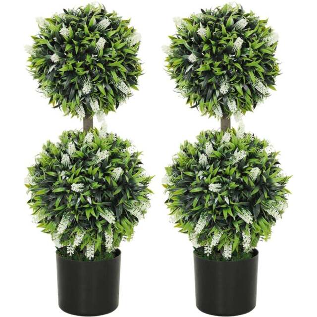 Portland White Lavender Flower Artificial Plant in Pot 2 Pack - Size: 70 x 25 x 25cm - Wilko - image 1
