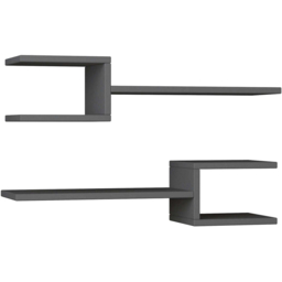 Decortie Fork Anthracite Wall Mounted Floating Shelf Set - Size: 18.2 x 75 x 19.6cm - Black - Wilko - thumbnail 3