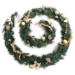 Best Artificial Gold Christmas Garland 370cm - Wilko - thumbnail 1