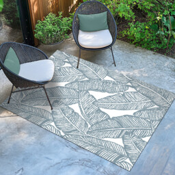 Leaf Reversible Outdoor Rug - Blue - Wilko - thumbnail 4