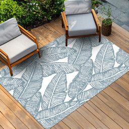 Leaf Reversible Outdoor Rug - Blue - Wilko - thumbnail 3